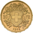 Szwajcaria, 20 Franków 1905 r.