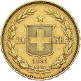 Szwajcaria, 20 Franków 1891 r.