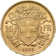 Szwajcaria, 20 Franków 1902 r.