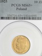 Polska, 10 Złotych 1925 r. Bolesław Chrobry MS65+