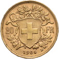 Szwajcaria, 20 Franków 1904 r.