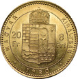 Węgry, 20 franków / 8 Forintów 1880 r. 