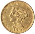 USA, 2,5 dolara 1850 r.