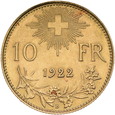 Szwajcaria, 10 Franków 1922 r.