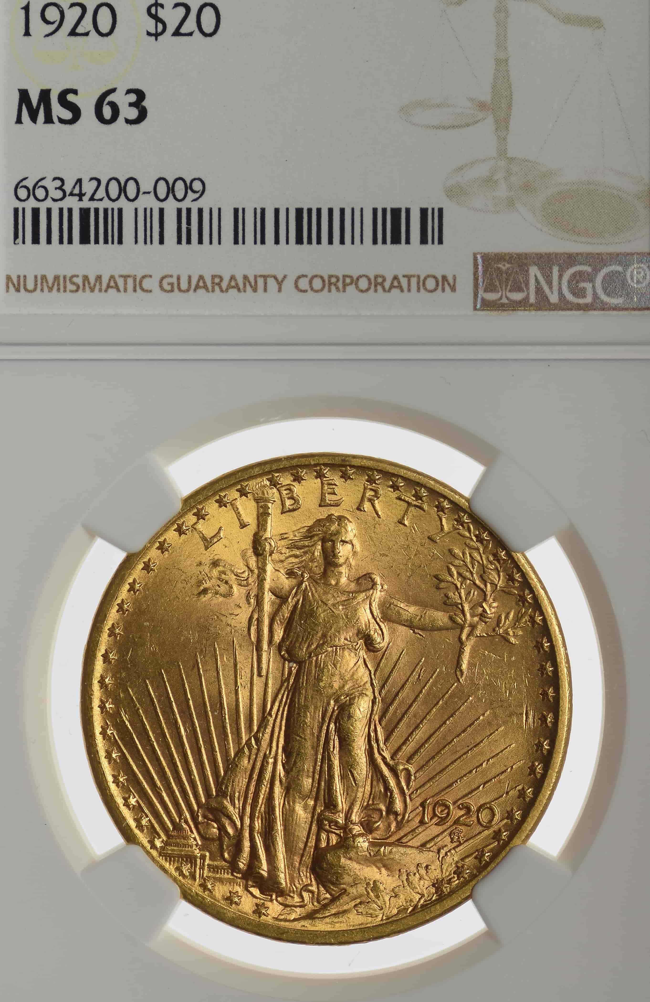 USA, 20 Dolarów 1920 r. MS63