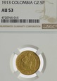 Kolumbia, 2,5 Pesos 1913 r. AU53
