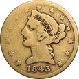 USA, 5 dolarów 1843 r. 