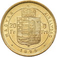 Węgry, 20 franków / 8 forintów 1875 r. 
