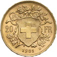 Szwajcaria, 20 Franków 1901 r.