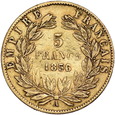 Francja, 5 Franków 1856 r. A