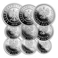 Zestaw 9 srebrnych monet 100 lat złotego - 2019