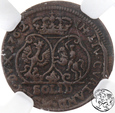 Kurlandia, Karol Krystian Saski, Szeląg 1762, NGC AU 53