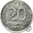 Królestwo Polskie, 20 fenigów, 1917, destrukt