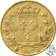 Francja, 20 franków, 1817 A, Ludwik XVIII