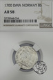 Skandynawia, Dania, 8 skillingów, 1700, Fryderyk IV, NGC AU 58