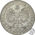 II RP, 10 złotych, 1932,  głowa kobiety, ze znakiem