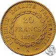 Francja, 20 franków, 1876 A, Anioł
