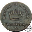 Włochy, 3 centesimi, 1807 M, Napoleon