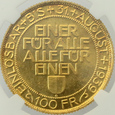 Szwajcaria, 100 franków, 1939, Festiwal strzelecki Lucerna, NGC MS65