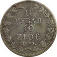 Polska, 1 1/2 rubla, 10 złotych, 1836 MW
