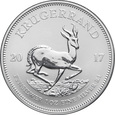 RPA, 2017, krugerrand, 50 rocznica, uncja srebra