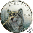 Liberia, 10 dolarów, 2000, Wilk / Timber Wolf