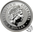Australia, 1 dolar, 2007, kookaburra, uncja srebra