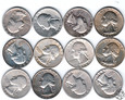 USA, 25 centów, 1942 - 1964, lot 12 szt