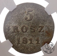 Polska, Księstwo Warszawskie, 5 groszy, 1811 IS, NGC AU 58