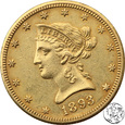 USA, 10 dolarów, 1893 O, rzadka