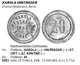 Niemcy, 20 pfennig, Karola Hinträger, żeton kantynowy, nieprzypisany