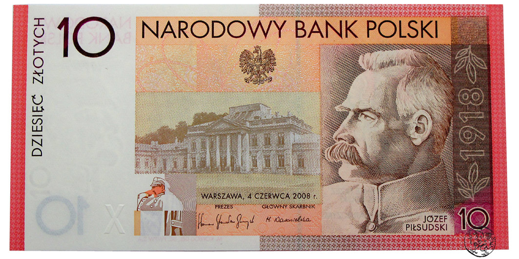  Polska, 10 złotych, 2008, Odzyskanie niepodległośći  - Piłsudski
