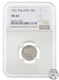 PRL, 10 groszy, 1961, NGC MS 65