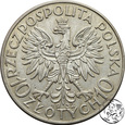 II RP, 10 złotych, 1932,  głowa kobiety bez znaku