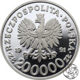 III RP, 200000 złotych, 1991, Albertville narciarz