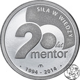 Polska, medal, 1/2 uncji, 20 lat Mentor, srebro