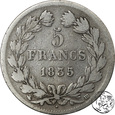 Francja, 5 franków, 1835 BB