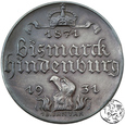 Niemcy, medal, Hindenburg - Bismarck, 60 lat Cesarstwa Niemieckiego