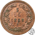 Austria, 5/10 krajcara, 1858 B