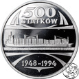 Medal, Stocznia Szczecińska, 500 statków, 1994, uncja Ag 999