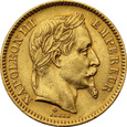 Francja, 20 franków, 1864 BB, Napoleon III