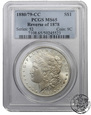 USA, 1 dolar, 1880/79 CC, PCGS MS 65, Revers 1878