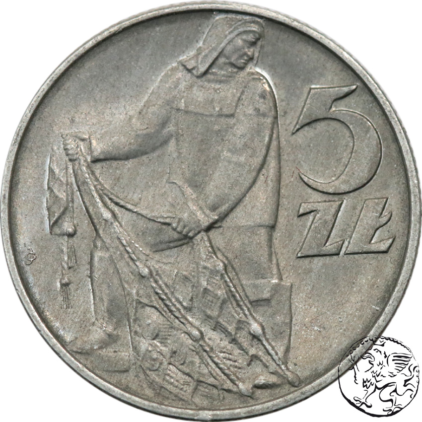 PRL, 5 złotych, 1971, rybak