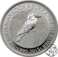 Australia, 1 dolar, 2015, kookaburra, uncja srebra
