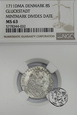 Skandynawia, Dania, 8 skillingów, 1711, Fryderyk IV, NGC MS 63