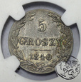 Zabór Rosyjski, 5 groszy, 1840 MW, NGC AU58