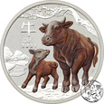 Australia, 50 centów, 2021, Rok Wołu, kolorowany, 1/2 uncji srebra