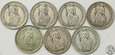 Szwajcaria, 7 x 1 frank, 1906-1963, LOT