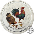 Australia, 50 centów, 2017, Rok Koguta, kolorwana, 1/2 uncji srebra
