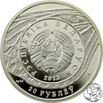 Białoruś, 20 rubli, 2013, Motyle - Mieniak tęczowiec (Apatura iris)